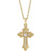 Ladies Natural Diamond Vintage-Inspired Cross Necklace (I1, G-H) — 14K Yellow Gold