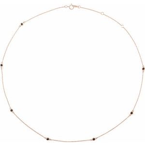 Ladies Natural Black Diamond 7-Station Necklace (Opaque, Black) — 14K Rose Gold