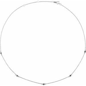 Ladies Natural Black Diamond 5-Station Necklace (Opaque, Black) — 14K White Gold