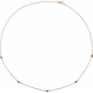 Ladies Natural Black Diamond 5-Station Necklace (Opaque, Black) — 14K Rose Gold