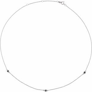 Ladies Natural Black Diamond 3-Station Necklace (Opaque, Black) — 14K White Gold