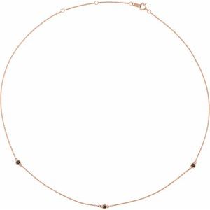 Ladies Natural Black Diamond 3-Station Necklace (Opaque, Black) — 14K Rose Gold