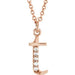 Ladies Natural Diamond Lowercase Initial T Necklace (I1, G-H) — 14K Rose Gold
