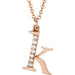 Ladies Natural Diamond Lowercase Initial K Necklace (I1, G-H) — 14K Rose Gold
