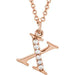 Ladies Natural Diamond Lowercase Initial X Necklace (I1, G-H) — 14K Rose Gold