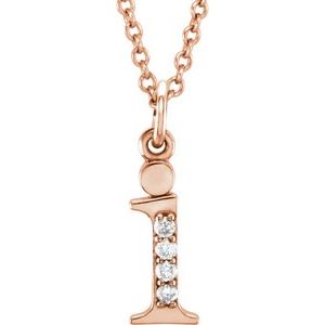 Ladies Natural Diamond Lowercase Initial I Necklace (I1, G-H) — 14K Rose Gold