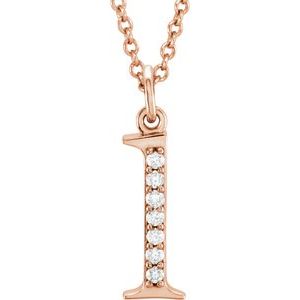 Ladies Natural Diamond Lowercase Initial L Necklace (I1, G-H) — 14K Rose Gold