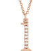 Ladies Natural Diamond Lowercase Initial L Necklace (I1, G-H) — 14K Rose Gold