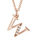 Ladies Natural Diamond Lowercase Initial W Necklace (I1, G-H) — 14K Rose Gold