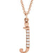 Ladies Natural Diamond Lowercase Initial J Necklace (I1, G-H) — 14K Rose Gold
