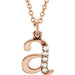 Ladies Natural Diamond Lowercase Initial A Necklace (I1, G-H) — 14K Rose Gold