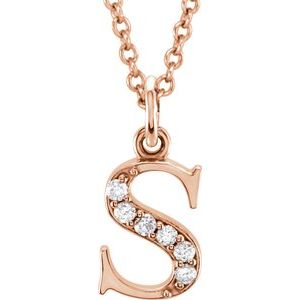 Ladies Natural Diamond Lowercase Initial S Necklace (I1, G-H) — 14K Rose Gold