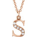 Ladies Natural Diamond Lowercase Initial S Necklace (I1, G-H) — 14K Rose Gold