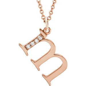 Ladies Natural Diamond Lowercase Initial M Necklace (I1, G-H) — 14K Rose Gold