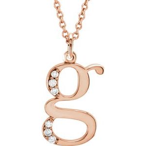 Ladies Natural Diamond Lowercase Initial G Necklace (I1, G-H) — 14K Rose Gold