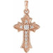 Ladies Natural Diamond Vintage-Inspired Cross Pendent (I1, G-H) — 14K Rose Gold