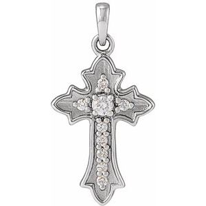 Ladies Natural Diamond Vintage-Inspired Cross Pendent (Si2-Si3, G-H) — Platinum