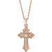 Ladies Natural Diamond Vintage-Inspired Cross Necklace (I1, G-H) — 14K Rose Gold
