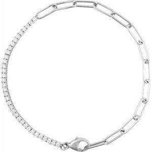Ladies Natural Diamond Line 7 1/ Bracelet (I1, G-H) — 14K White Gold