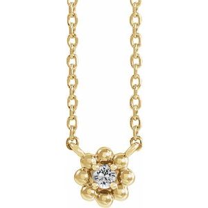 Ladies Natural Diamond Beaded Youth Necklace (I1, G-H) — 14K Yellow Gold