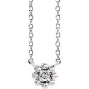 Ladies Natural Diamond Beaded Youth Necklace (I1, G-H) — 14K White Gold