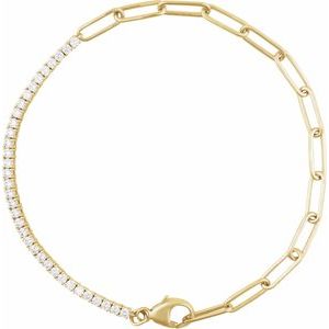 Ladies Natural Diamond Line 7 1/ Bracelet (I1, G-H) — 14K Yellow Gold