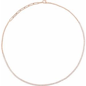 Ladies Natural Diamond Adjustable Necklace (I1, G-H) — 14K Rose Gold