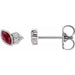 Ladies Natural Ruby Natural Diamond Left Earring — 14K White Gold