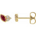 Ladies Natural Ruby Natural Diamond Left Earring — 14K Yellow Gold