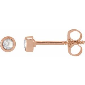 Ladies Rose-Cut Natural Diamond Stud Earrings (Vs/Si1, Ghi) — 14K Rose Gold