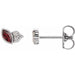 Ladies Natural Mozambique Garnet Natural Diamond Left Earring — 14K White Gold