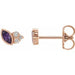 Ladies Natural Amethyst Natural Diamond Left Earring — 14K Rose Gold