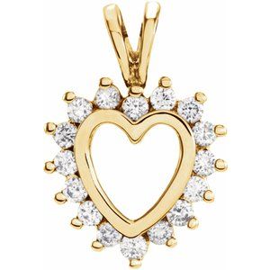 Ladies Natural Diamond Heart Pendant (I1, G-H) — 14K Yellow Gold