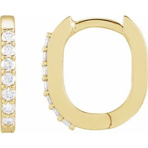 Ladies Natural Diamond 15 mm Hoop Earrings (I1, G-H) — 14K Yellow Gold