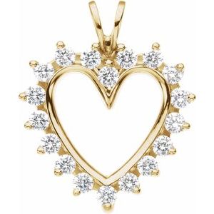 Ladies Natural Diamond Heart Pendant (I1, G-H) — 14K Yellow Gold