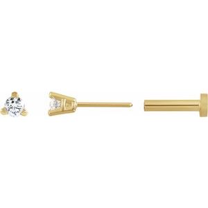 Ladies Natural Diamond Press Fit Back Stud Earring — 14K Yellow Gold