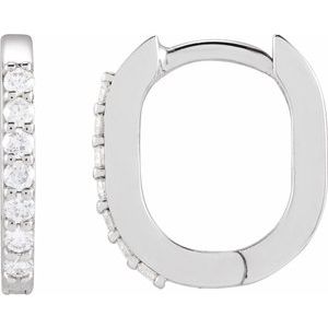 Ladies Natural Diamond 15 mm Hoop Earrings (SI2-SI3, G-H) — Platinum