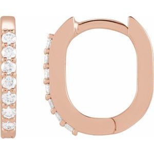 Ladies Natural Diamond 15 mm Hoop Earrings (I1, G-H) — 14K Rose Gold