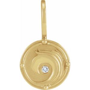 Ladies Natural Diamond Water Element Charm/Pendant (I1, G-H) — 14K Yellow Gold