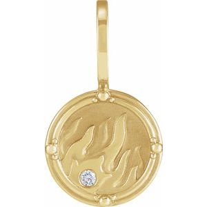 Ladies Natural Diamond Fire Element Charm/Pendant (I1, G-H) — 14K Yellow Gold