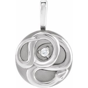 Ladies Natural Diamond Chinese Zodiac Snake Pendant (I1, G-H) — 14K White Gold