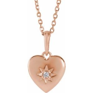 Ladies Natural Diamond Heart Necklace (I1, G-H) — 14K Rose Gold