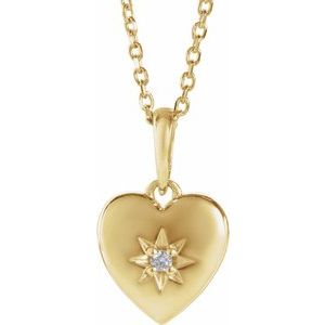 Ladies Natural Diamond Heart Necklace (I1, G-H) — 14K Yellow Gold