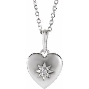 Ladies Natural Diamond Heart Necklace (Si2-Si3, G-H) — Platinum