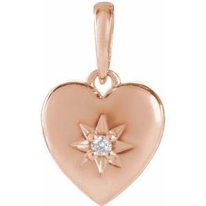Ladies Natural Diamond Heart Pendant (I1, G-H) — 14K Rose Gold