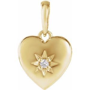 Ladies Natural Diamond Heart Pendant (I1, G-H) — 14K Yellow Gold
