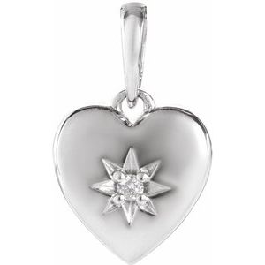 Ladies Natural Diamond Heart Pendant (I1, G-H) — 14K White Gold