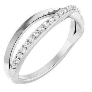 Ladies Natural Diamond Criss Cross Ring (I1, G-H) — 14K White Gold