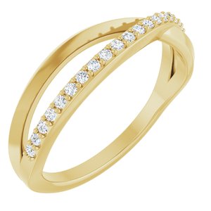 Ladies Natural Diamond Criss Cross Ring (I1, G-H) — 14K Yellow Gold