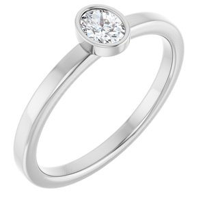 Ladies Natural Diamond Solitaire Bezel-Set Ring (SI2-SI3, G-H) — 14K White Gold